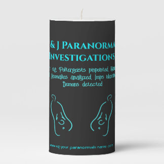 Paranormal Investigator with ghost logo Pillar Candle