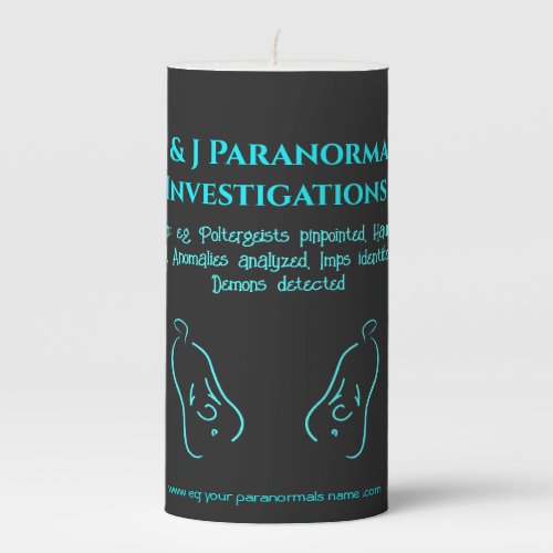 Paranormal Investigator with ghost logo Pillar Candle