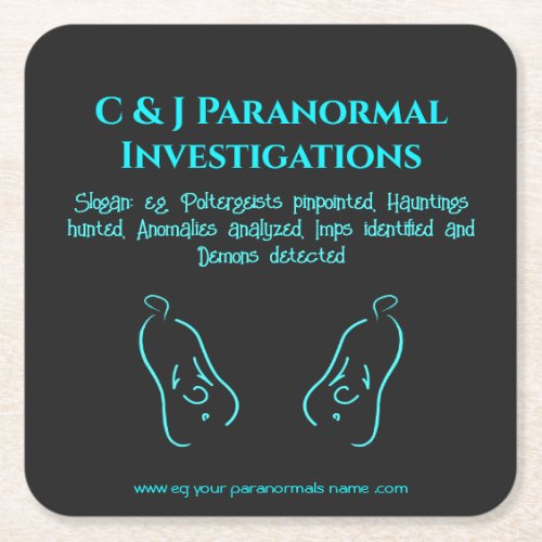 Paranormal Investigator with ghost logo Square Paper Coaster