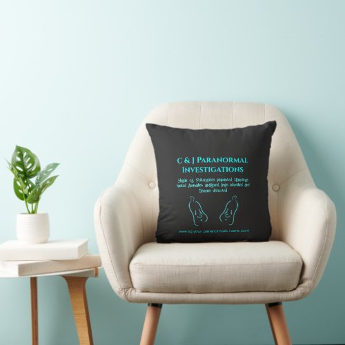 Paranormal Investigator with ghost logo Throw Pillow