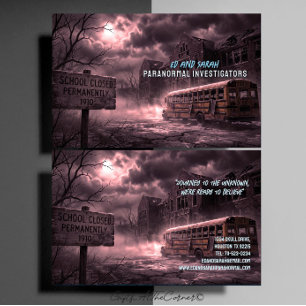 Paranormal Investigators Creepy Haunted School Bus Business Card