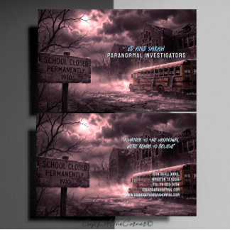 Paranormal Investigators Creepy Haunted School Bus Business Card