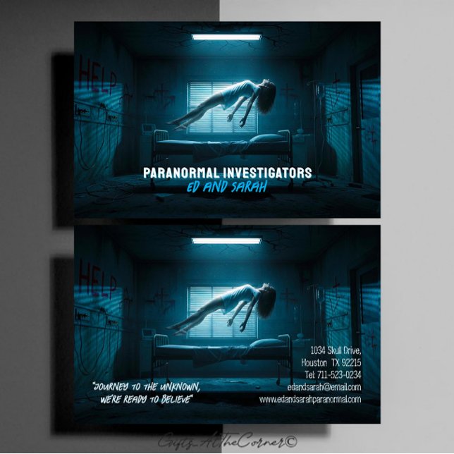 Paranormal Investigators Eerie Ghost Levitating Business Card (Creator Uploaded)