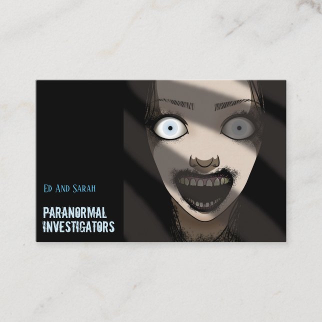 Paranormal Investigators The Scary Ghost Lady   Business Card (Front)