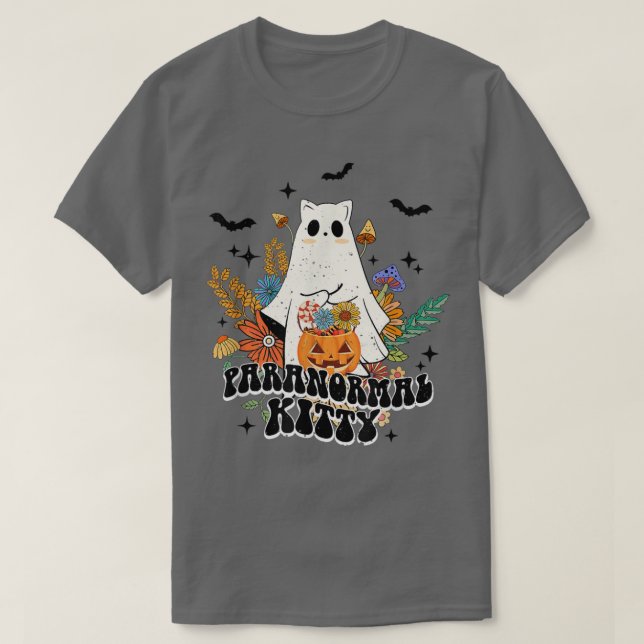 Paranormal Kitty Hippie Retro Halloween Costume Ca T-Shirt (Design Front)