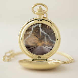 Paranormal Vortex Lightning Time Illusion Pocket Watch