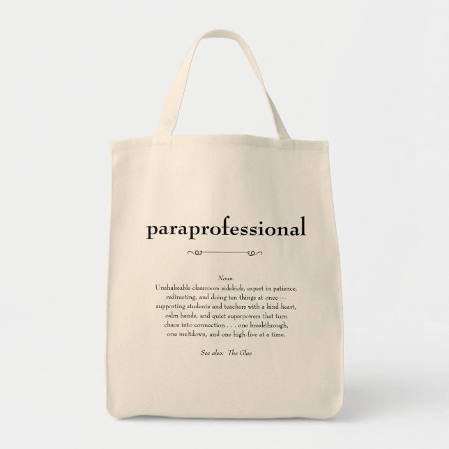 Paraprofessional Definition Appreciation Gift Tote Bag (Front)
