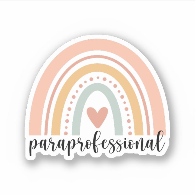 Paraprofessional Gift, Para Teacher Rainbow Sticker (Front)