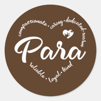 Paraprofessional Heart Para Teacher Assistant Classic Round Sticker