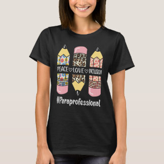 Paraprofessional Peace Love Inclusion Leopard Para T-Shirt