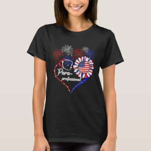 Paraprofessional Stethoscope Firework Sunflower Fl T-Shirt