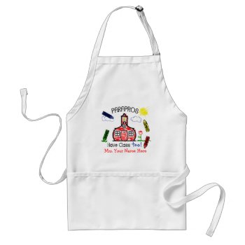 Parapros Have Class Too! Schoolhouse & Crayons Adult Apron by thepinkschoolhouse at Zazzle
