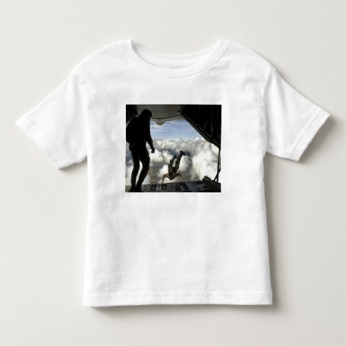 Pararescuemen jump out the back of a C_130 Toddler T_shirt