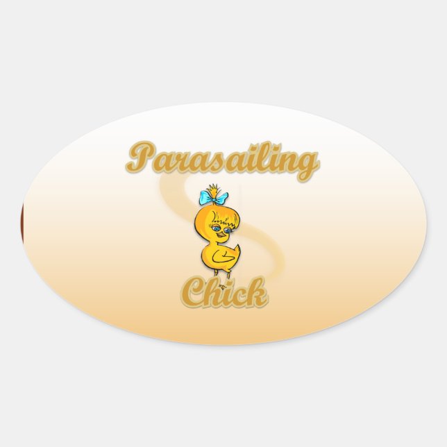 Parasailing Chick Oval Sticker (Front)