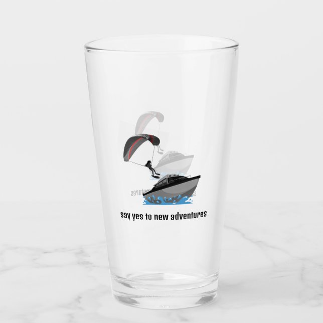 Parasailing Design Drinking Glass (Front)