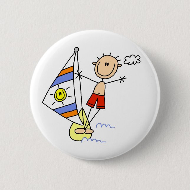 Parasailing Stick Figure Pinback Button (Front)