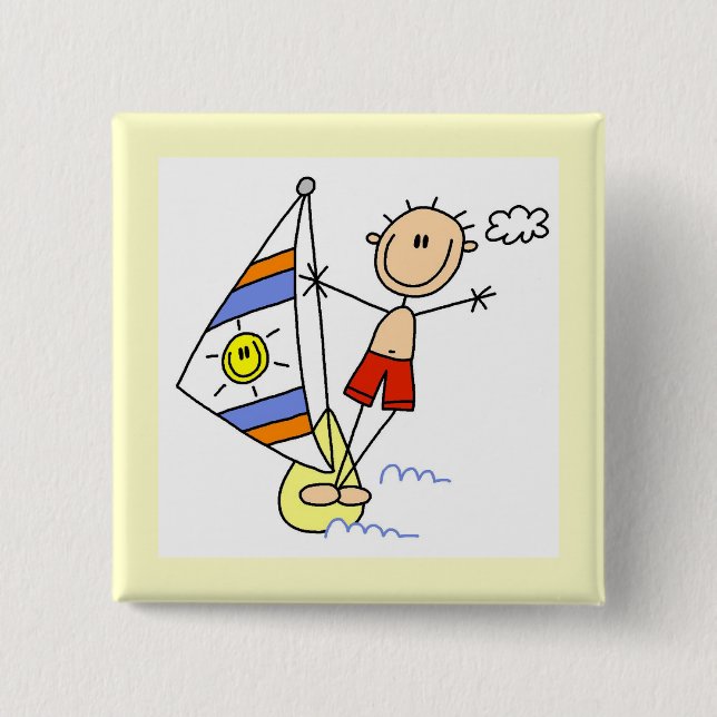 Parasailing Stick Figure Pinback Button (Front)