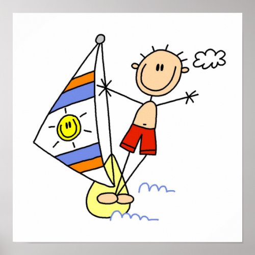 Parasailing Stick Figure Poster