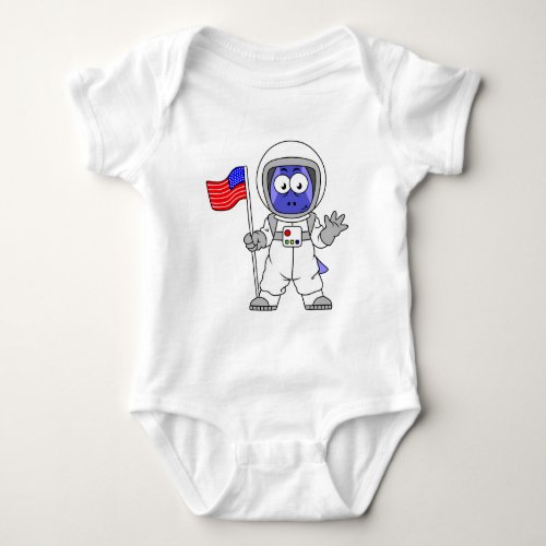 Parasaurolophus Astronaut Holding American Flag Baby Bodysuit