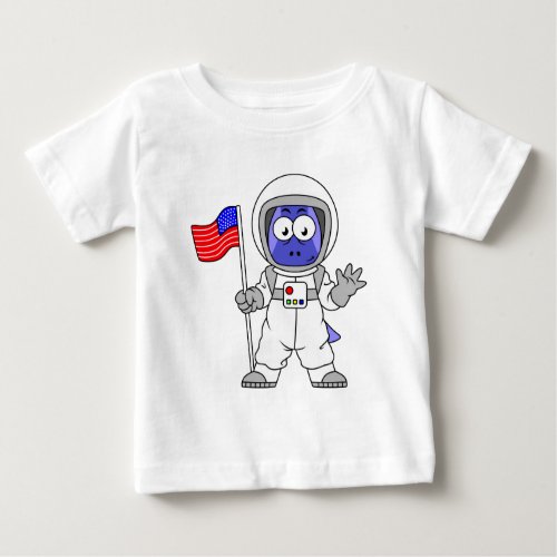 Parasaurolophus Astronaut Holding American Flag Baby T_Shirt