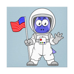 Parasaurolophus Astronaut Holding American Flag. Canvas Print