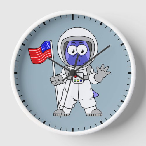 Parasaurolophus Astronaut Holding American Flag Clock