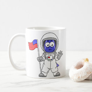 Parasaurolophus Astronaut Holding American Flag. Coffee Mug