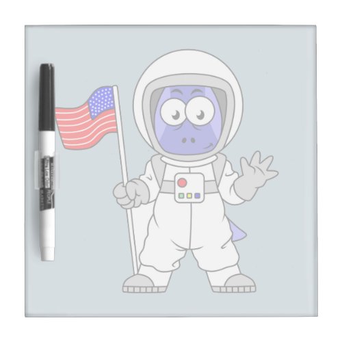 Parasaurolophus Astronaut Holding American Flag Dry Erase Board