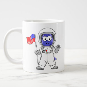 Parasaurolophus Astronaut Holding American Flag. Giant Coffee Mug