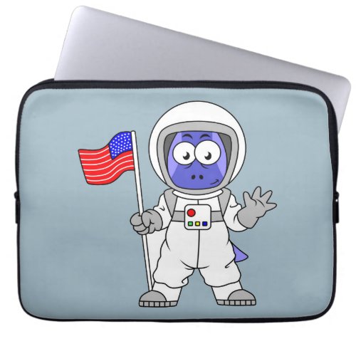 Parasaurolophus Astronaut Holding American Flag Laptop Sleeve