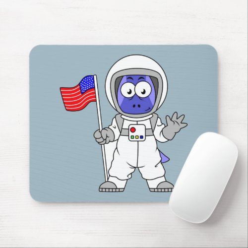Parasaurolophus Astronaut Holding American Flag Mouse Pad