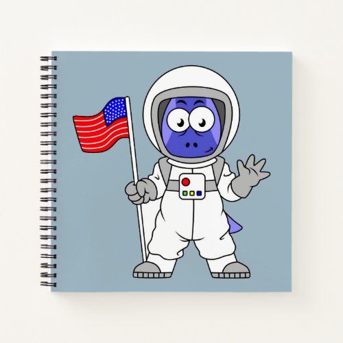 Parasaurolophus Astronaut Holding American Flag Notebook