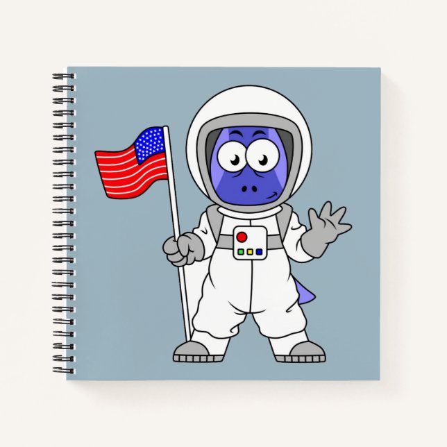 Parasaurolophus Astronaut Holding American Flag. Notebook (Front)
