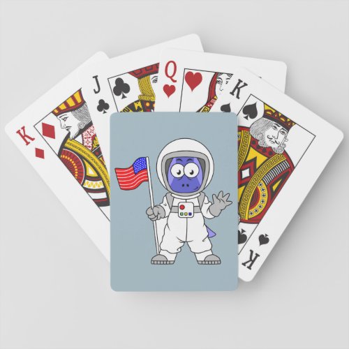 Parasaurolophus Astronaut Holding American Flag Playing Cards