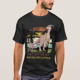 Parasaurolophus Dinosaur Retro Vintage Sunset  T-Shirt