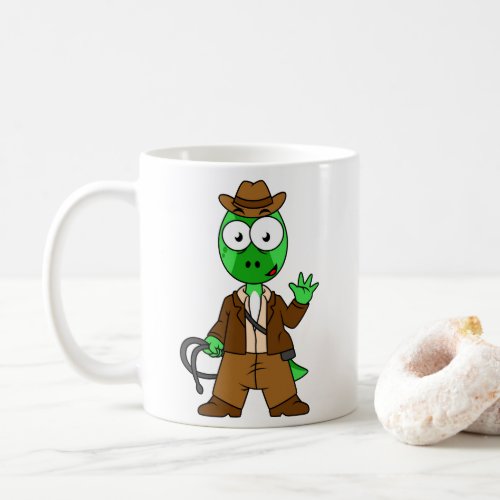 Parasaurolophus Dressed As Indiana Jones Coffee Mug