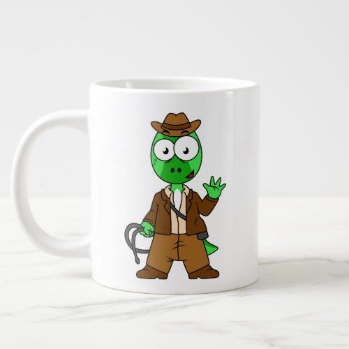 Parasaurolophus Dressed As Indiana Jones Giant Coffee Mug
