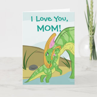 Parasaurolophus Mom and Baby Card