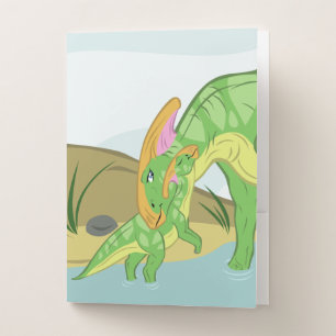 Parasaurolophus Mom and Baby Pocket Folder