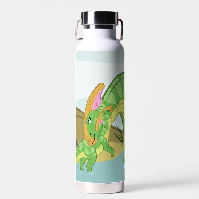 Parasaurolophus Mom and Baby Water Bottle (Front)