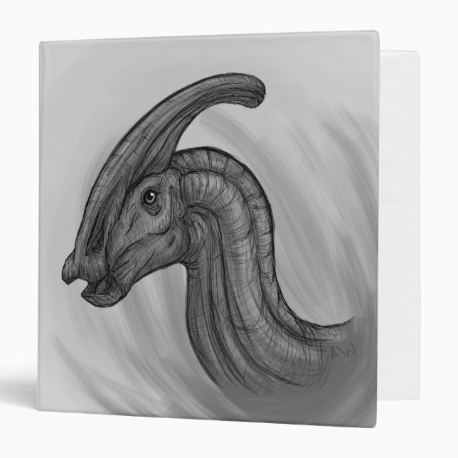 Parasaurolophus Sketch 3 Ring Binder (Front/Inside)
