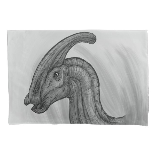 Parasaurolophus Sketch Pillow Case (Front)