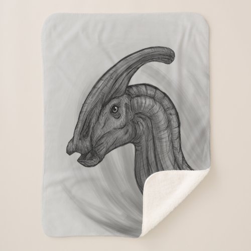 Parasaurolophus Sketch Sherpa Blanket