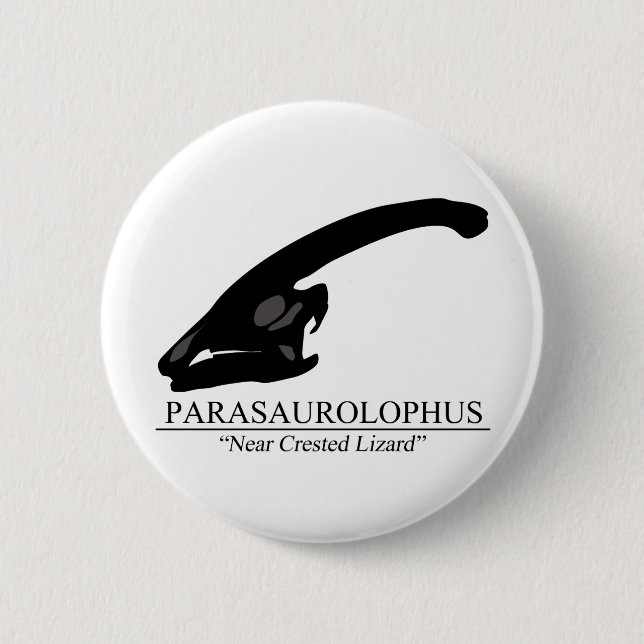 Parasaurolophus Skull Pinback Button (Front)