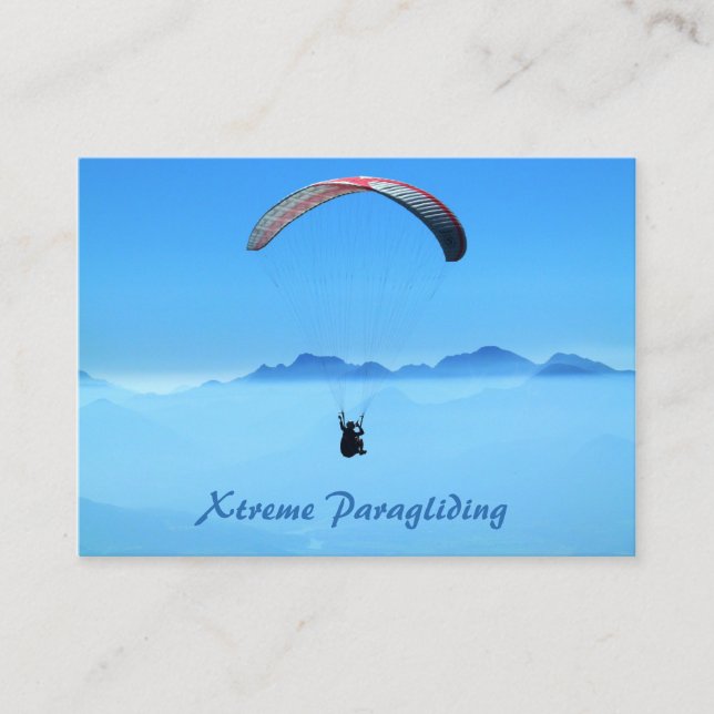 Parascending Paragliding Blue Sky - Business Card (Front)