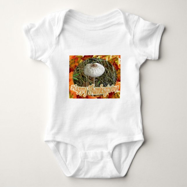 Parasol Mushroom Happy Thanksgiving Series Baby Bodysuit (Front)