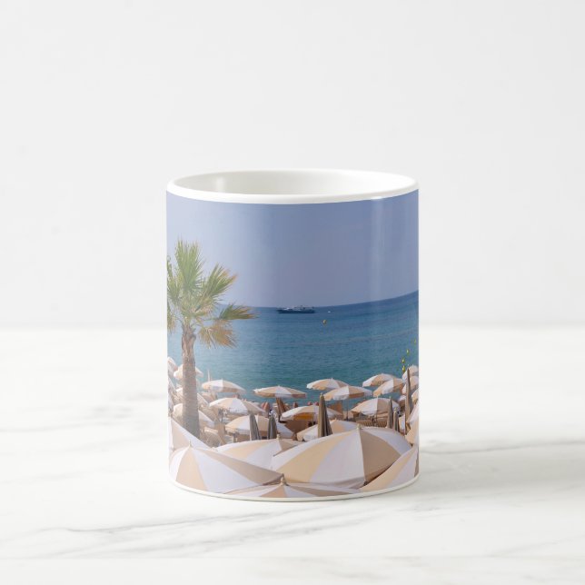 Parasols at Cannes in France Coffee Mug (Center)
