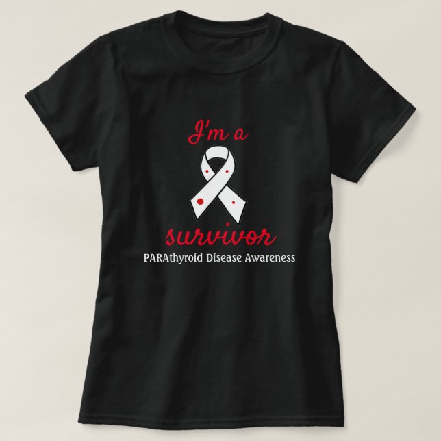 Parathyroid Disease Survivor Awareness Ribbon T-Shirt (Design Front)