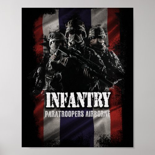 Paratroopers airborne infantry with Thai flag Poster