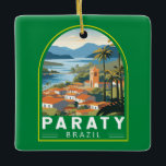 Paraty Brazil Travel Art Vintage Ceramic Ornament<br><div class="desc">Paraty retro vector travel design. Paraty is a small town backed by mountains on Brazil's Costa Verde,  between Rio de Janeiro and São Paulo.</div>